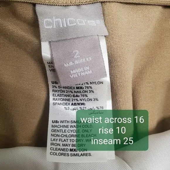 Chico's Juliet Ankle Pants in Dakota Wheat 2 US 12-14 - Picture 5 of 7